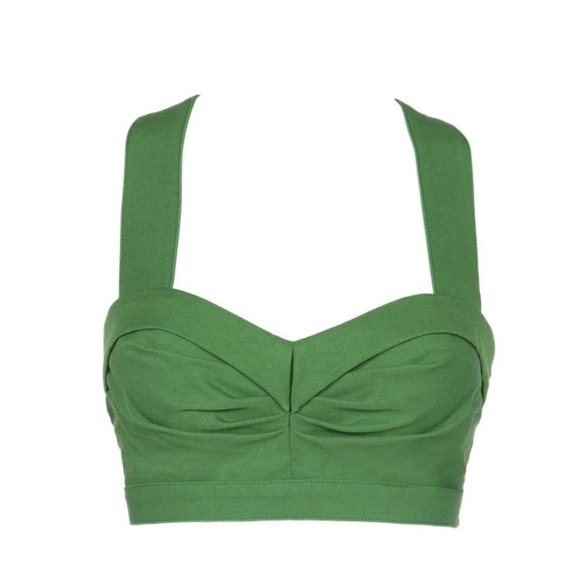 ALLISON CROP TOP IN OLIVE GREEN BY PINUP COUTURE AND TRACI LORDS VERY RARE - Picture 3 of 6